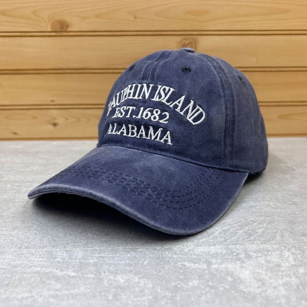 DAUPHIN ISLAND Alabama Hat Ball Cap ADJUSTABLE Weathered Blue Relaxed Fit